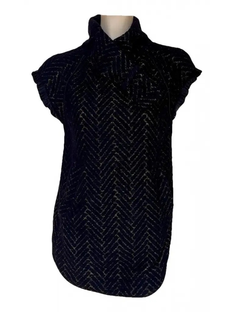 Marc Jacobs Black Short-Sleeve Funnel Neck Tunic Top - M